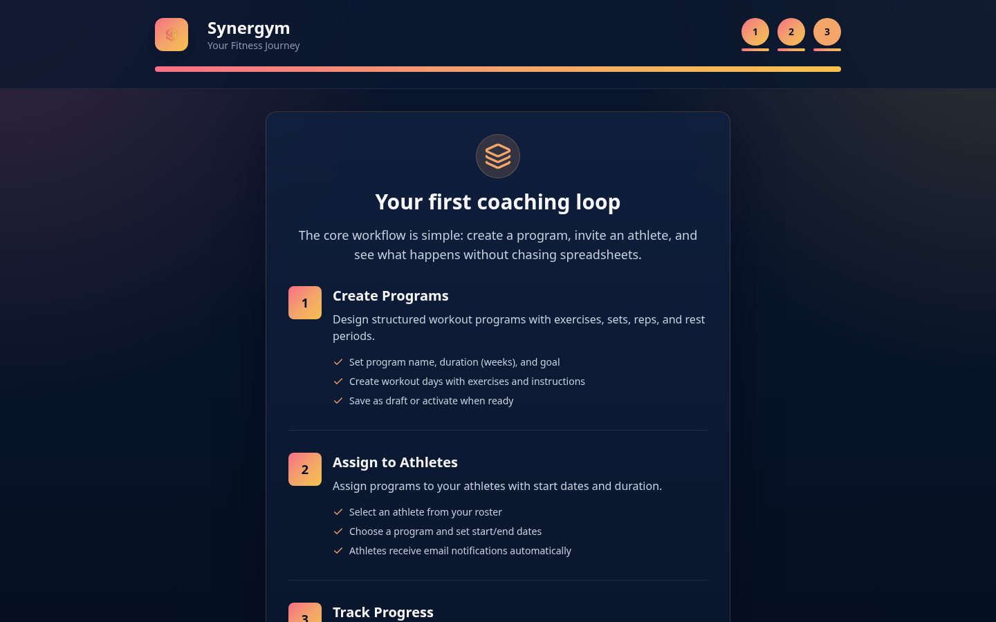 Trainer onboarding with share link creation